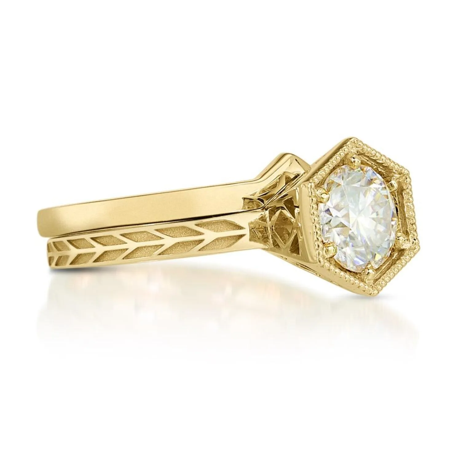 1ct Hexagon Art Deco Diamond Ring