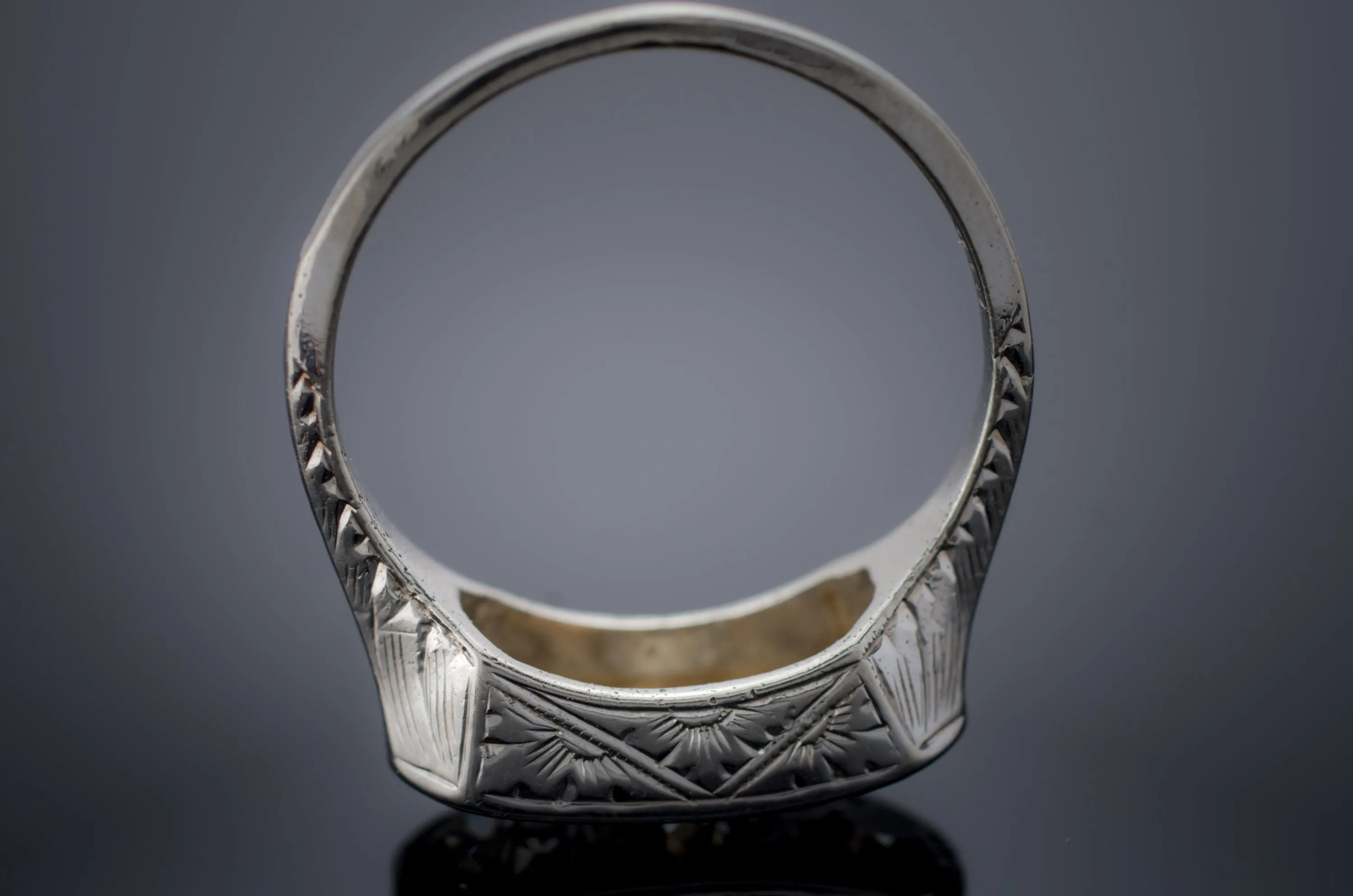 1CTW ART DECO THREE STONE DIAMOND RING