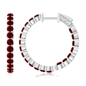 2 MM Round Garnet Circle Connecting Stud 925 Sterling Silver Minimalist Earrings
