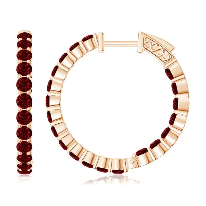 2 MM Round Garnet Circle Connecting Stud 925 Sterling Silver Minimalist Earrings