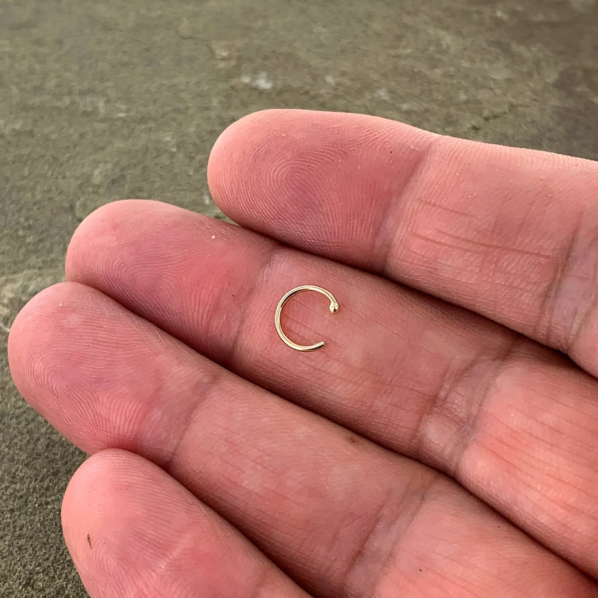 20 Gauge 1/4 14kt Solid Yellow Gold Nose Hoop