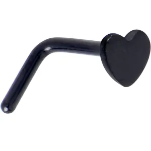 20 Gauge 1/4 Black ASTM F-136 Implant Grade Titanium Heart End L Shape Nose Ring