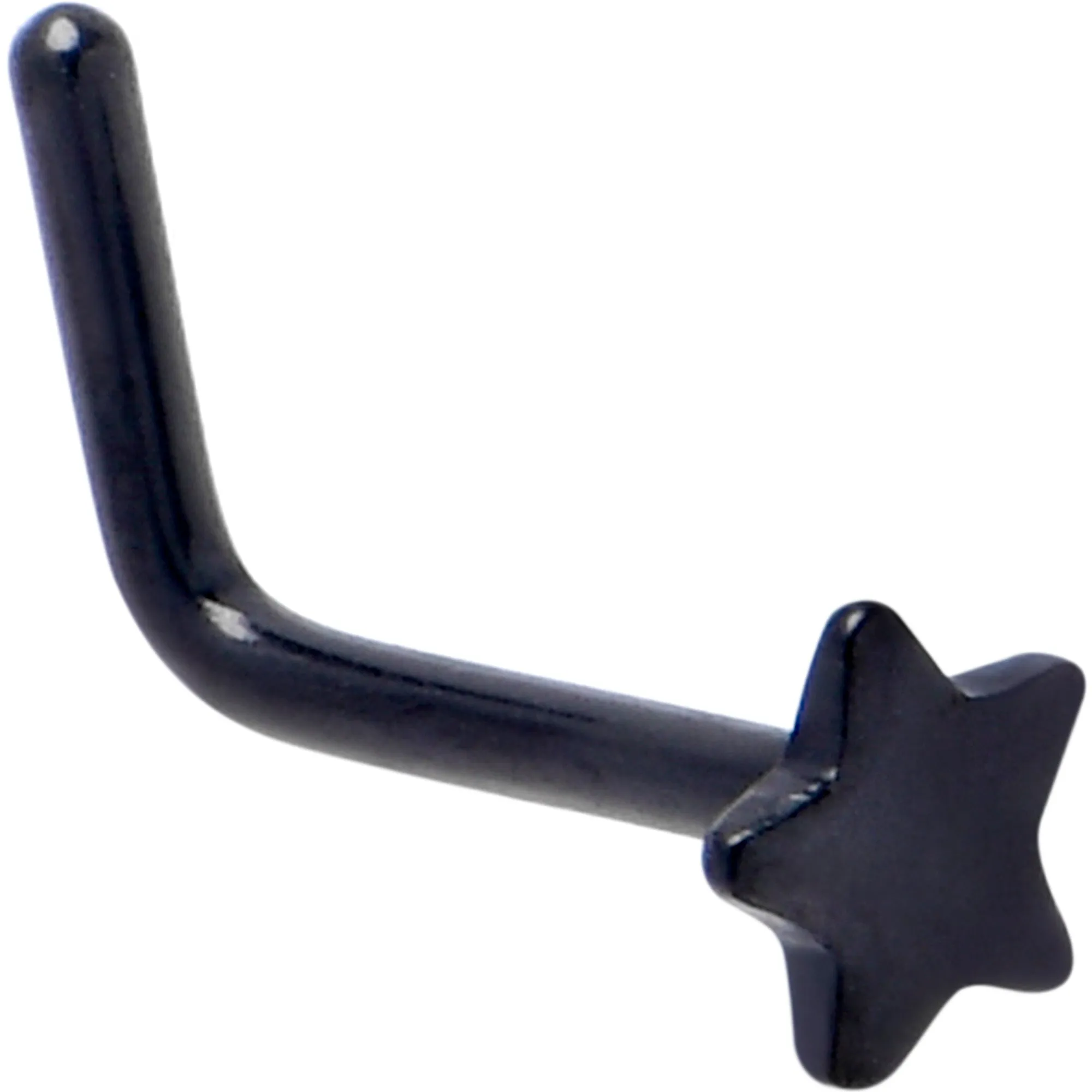 20 Gauge 1/4 Black ASTM F-136 Implant Grade Titanium Star End L Shape Nose Ring