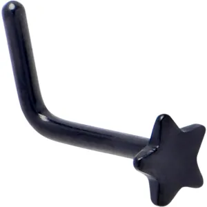 20 Gauge 1/4 Black ASTM F-136 Implant Grade Titanium Star End L Shape Nose Ring