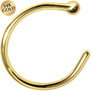 20 Gauge 5/16 Solid 14KT Yellow Gold Nose Hoop