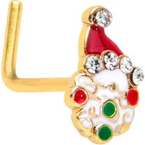 20 Gauge 7mm Clear Gem Gold Hue Deco Santa Christmas L Shape Nose Ring