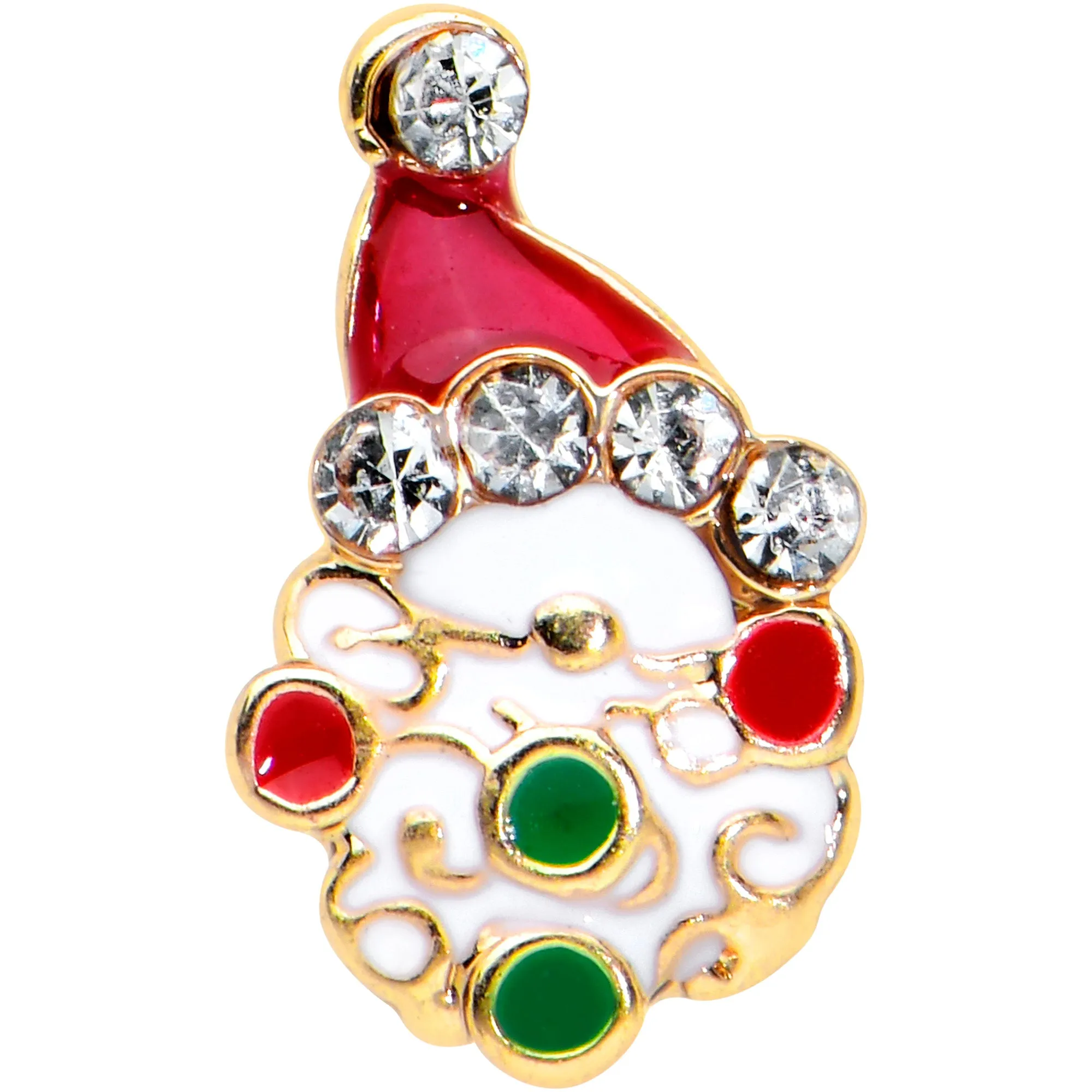 20 Gauge 7mm Clear Gem Gold Hue Deco Santa Christmas L Shape Nose Ring