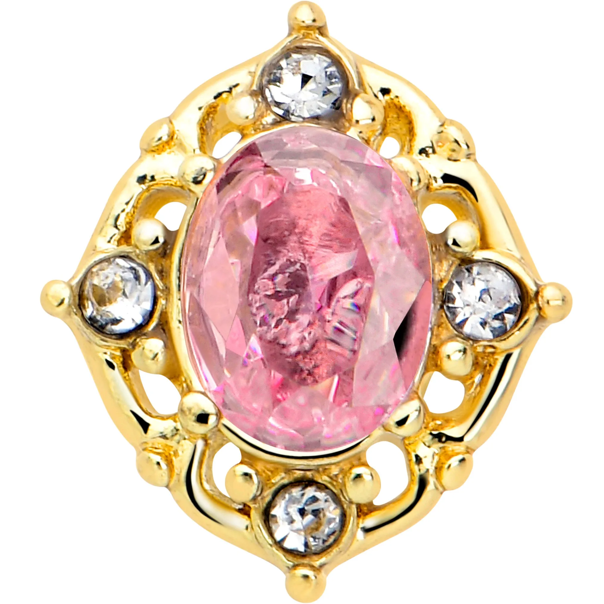 20 Gauge 7mm Pink Tourmaline Golden Wondrous Glamour L Shape Nose Ring