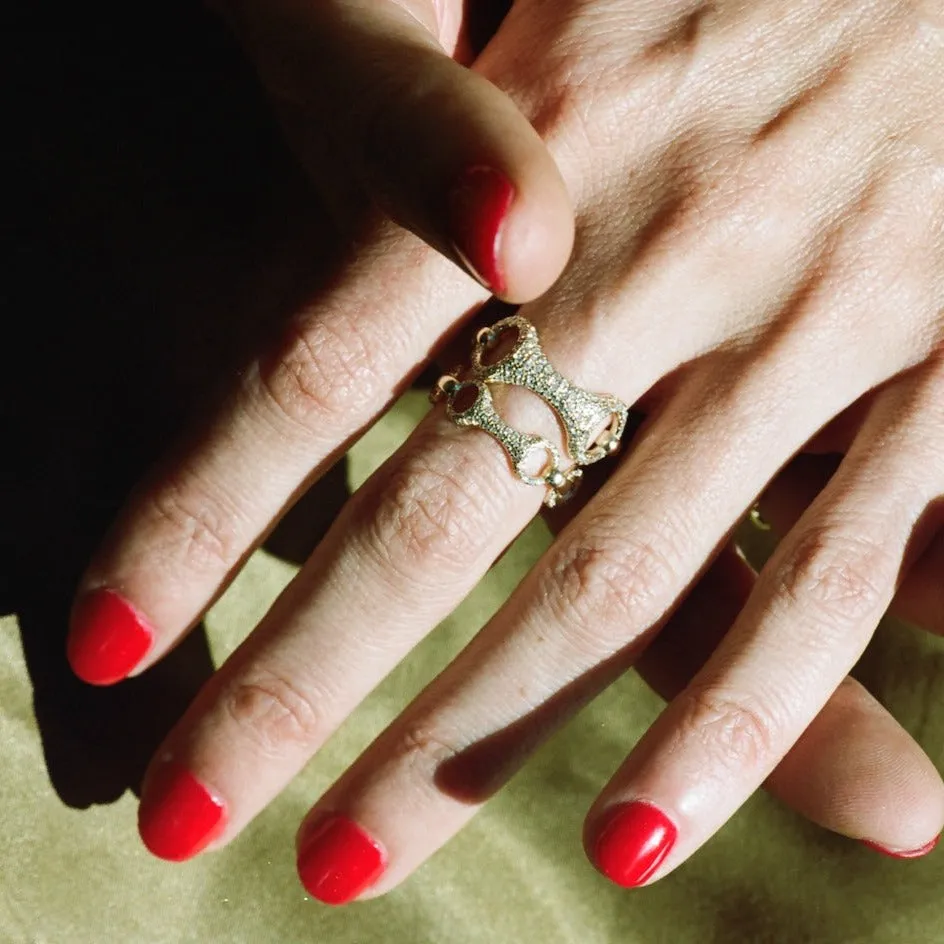 20 MM Beam Link Ring with White Pavé Diamonds