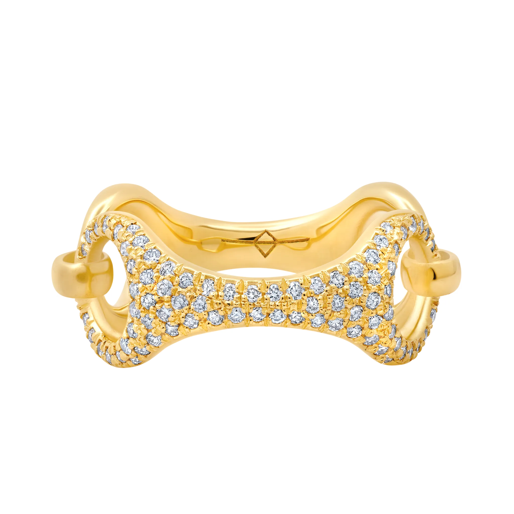 20 MM Beam Link Ring with White Pavé Diamonds