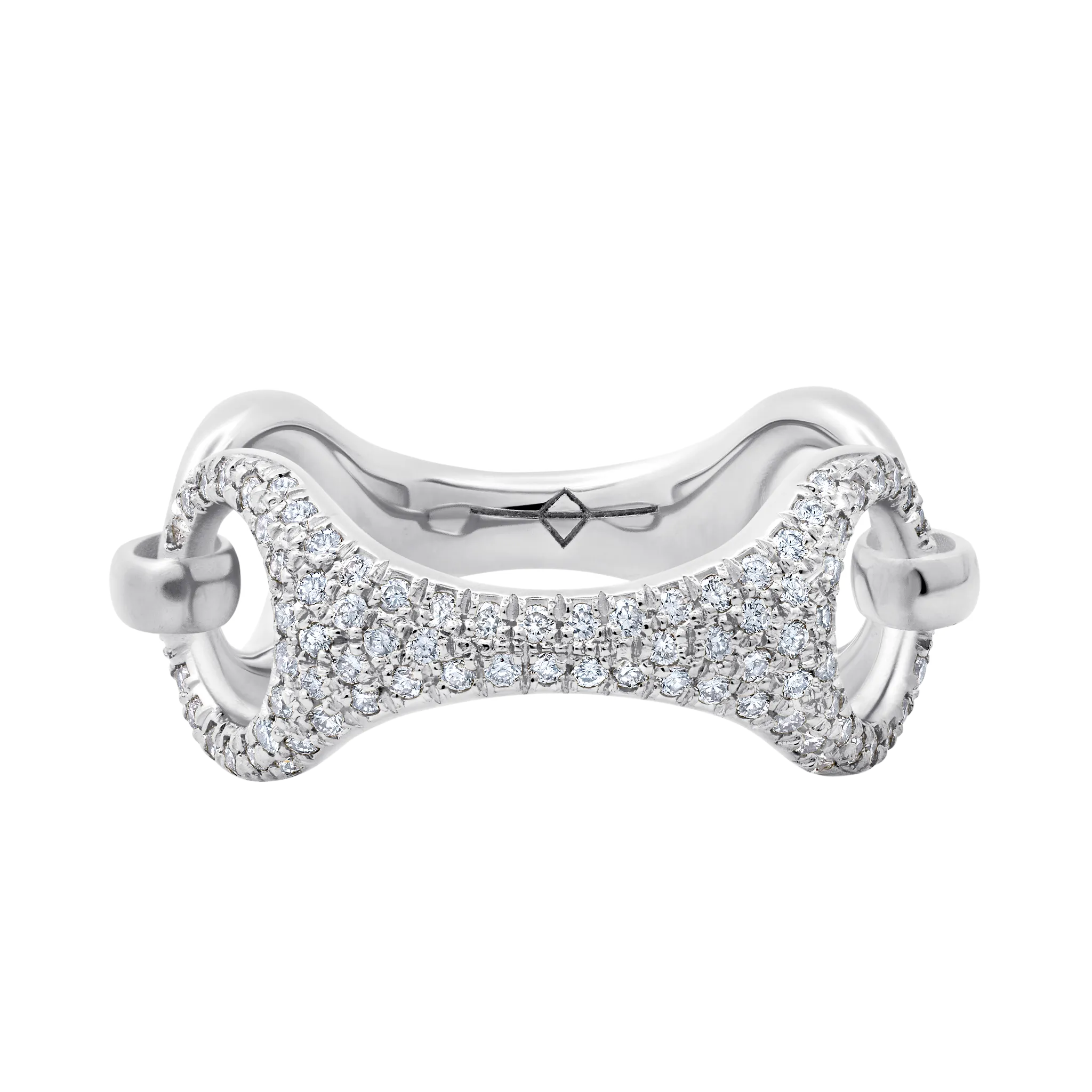 20 MM Beam Link Ring with White Pavé Diamonds