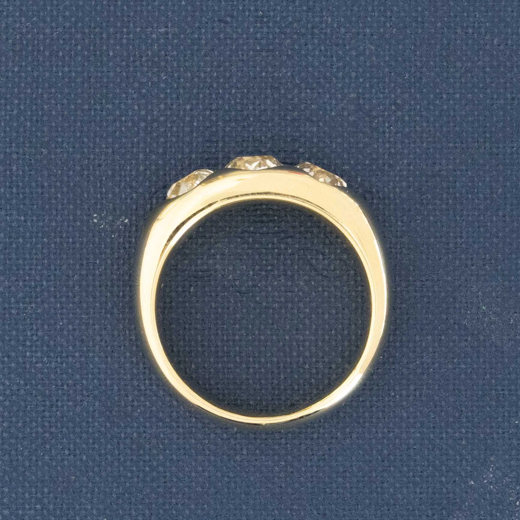 2.05ctw Old European Cut Diamond Flush Set Trilogy Ring