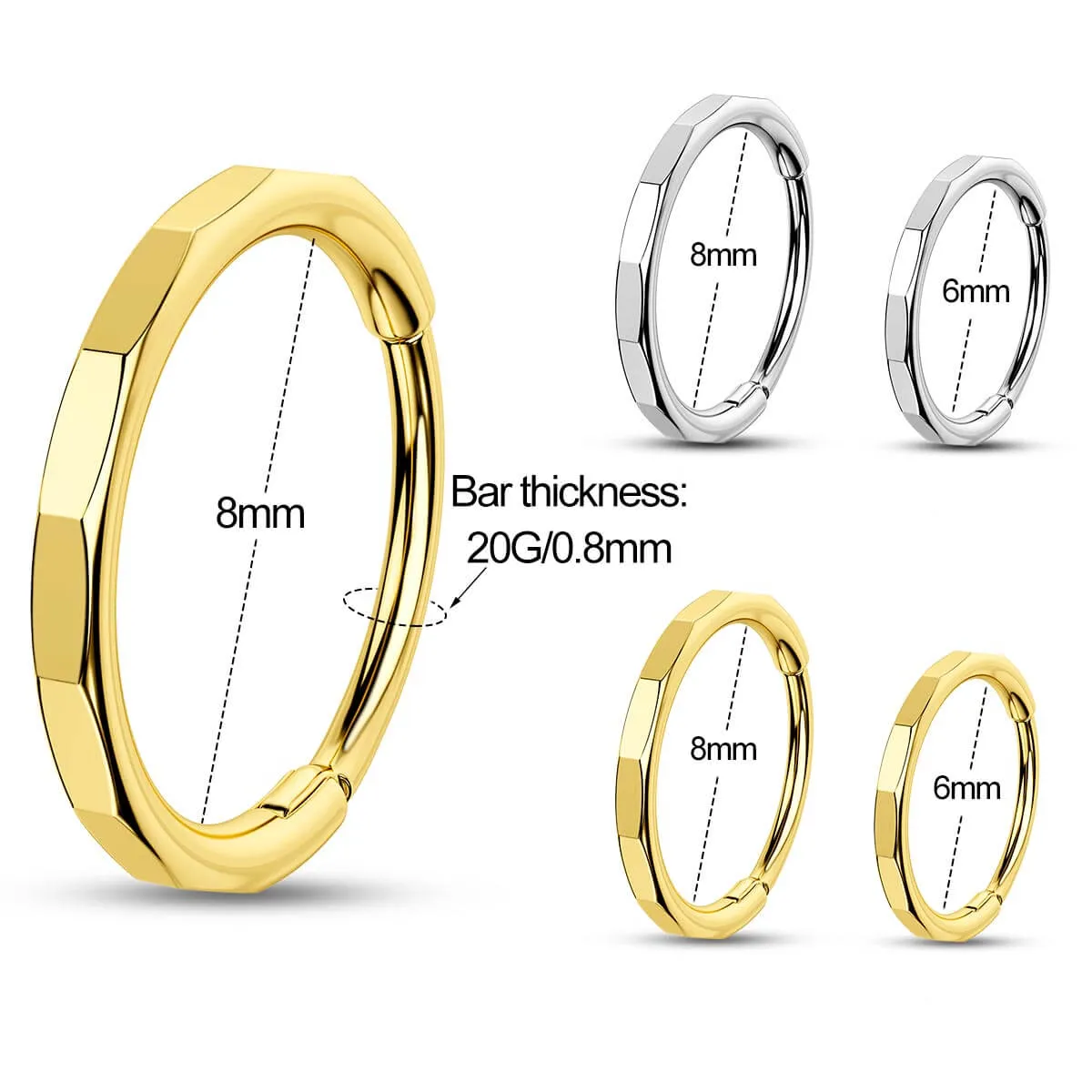 20G Rectangular Cut Hinged Segment Nose Ring