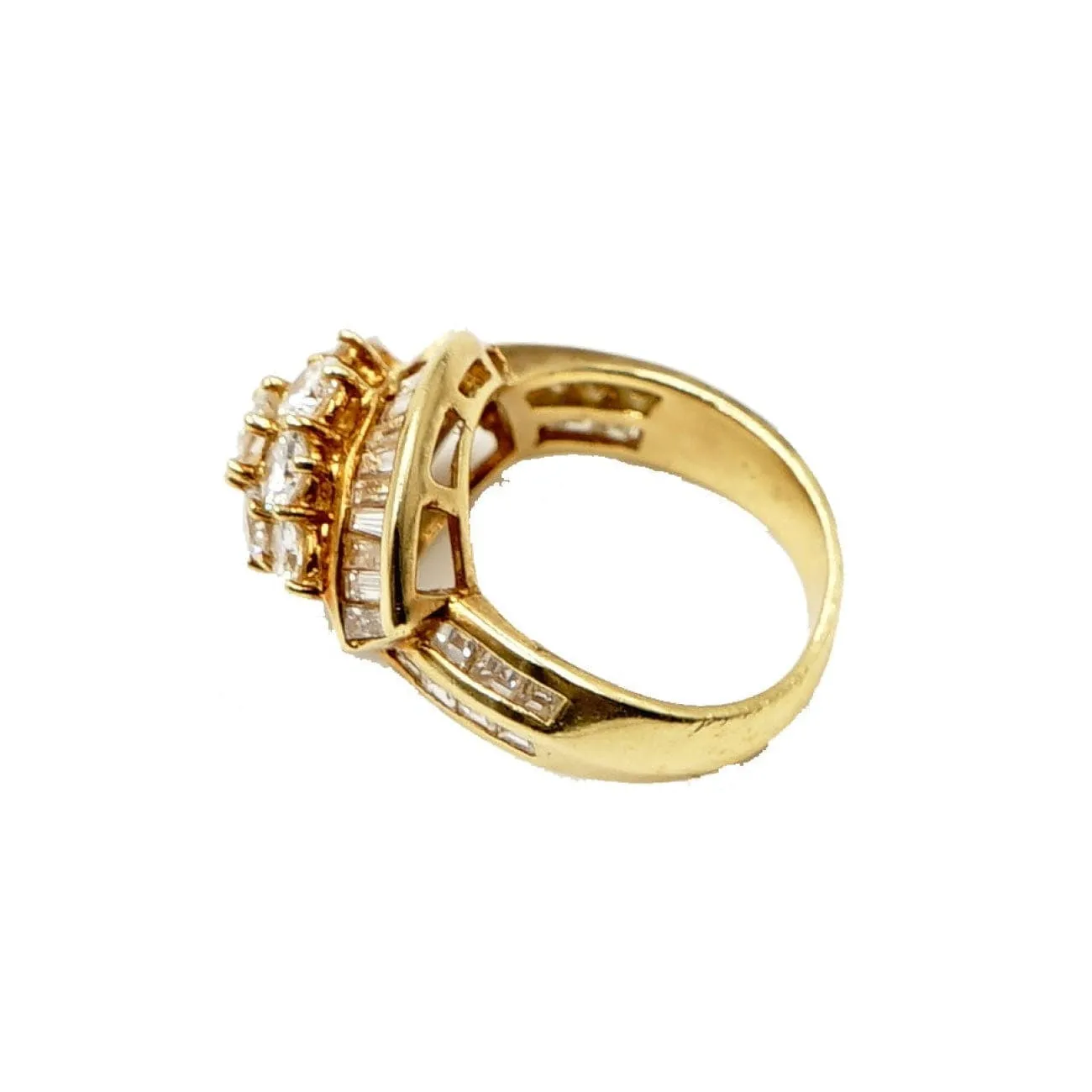 24K Yellow Gold Diamond Cluster Ring