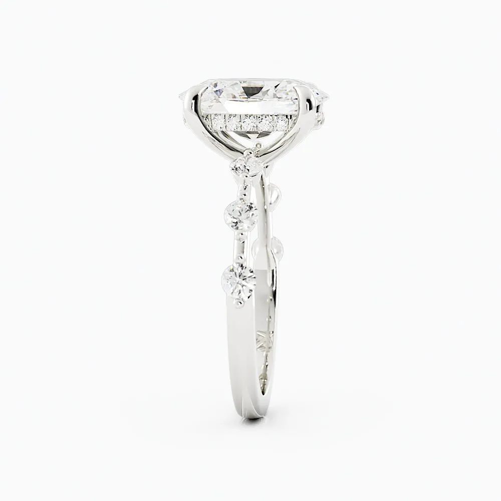 2.6 Carat Oval Cut Moissanite Engagement Ring 14k White Gold