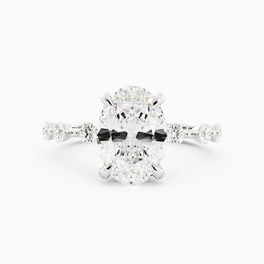 2.6 Carat Oval Cut Moissanite Engagement Ring 14k White Gold