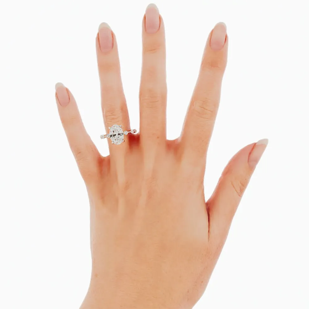 2.6 Carat Oval Cut Moissanite Engagement Ring 14k White Gold