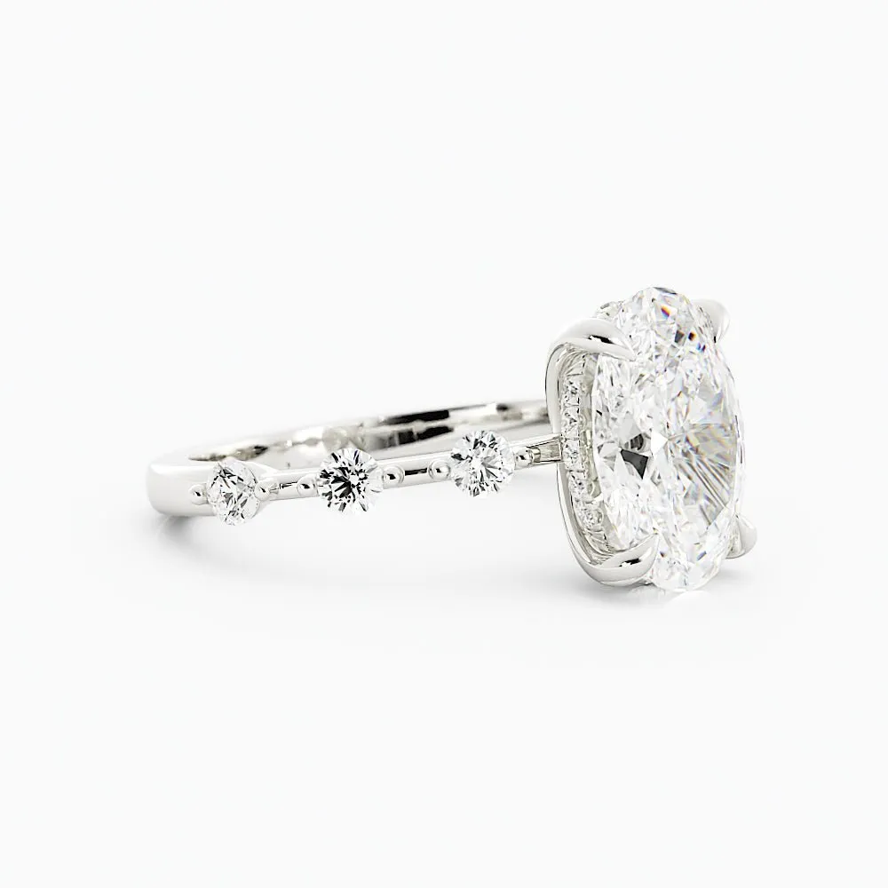 2.6 Carat Oval Cut Moissanite Engagement Ring 14k White Gold