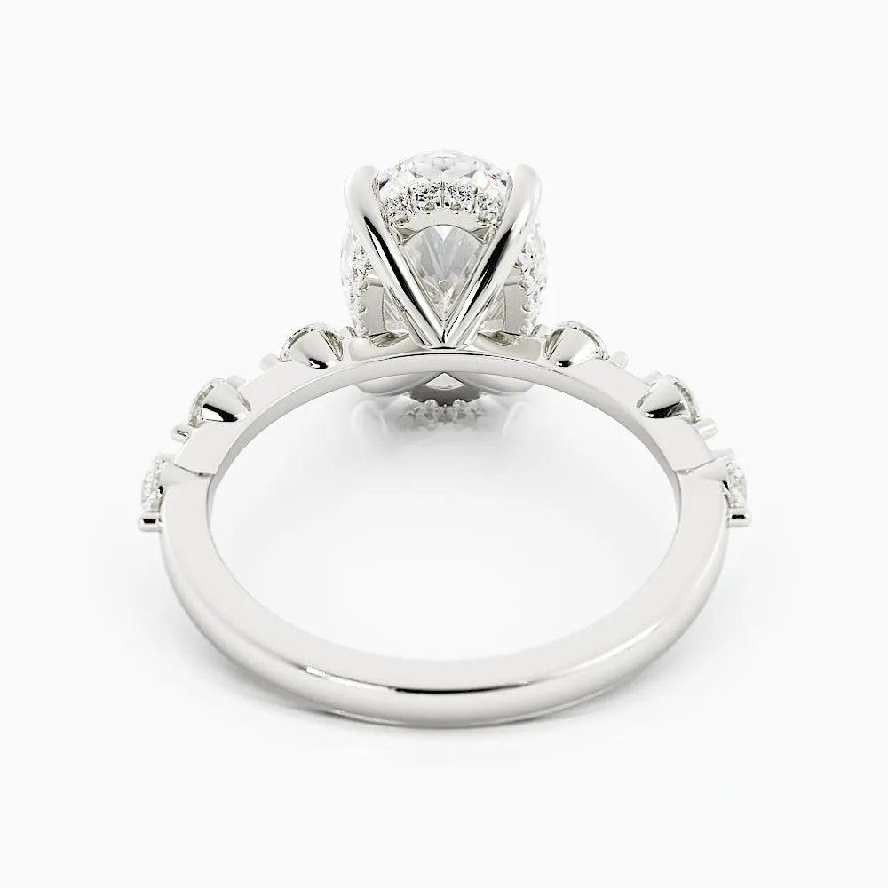 2.6 Carat Oval Cut Moissanite Engagement Ring 14k White Gold
