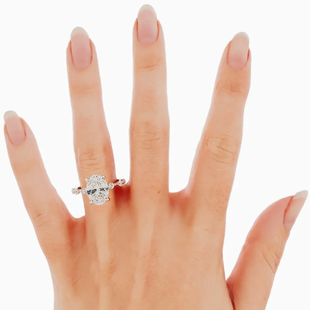 2.6 Carat Oval Cut Moissanite Engagement Ring 14k White Gold