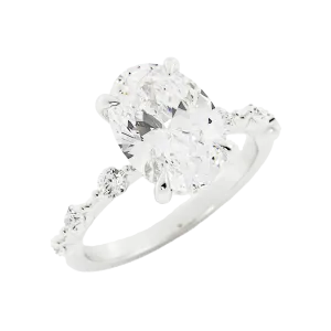 2.6 Carat Oval Cut Moissanite Engagement Ring 14k White Gold