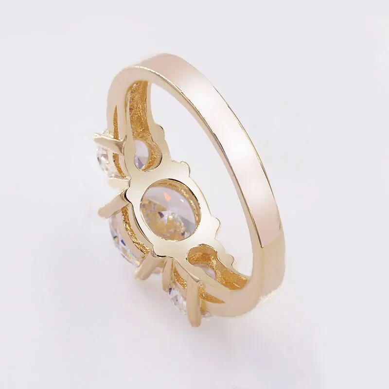 3 Stones Sapphire Ring 18K Gold For Women Party jewelry