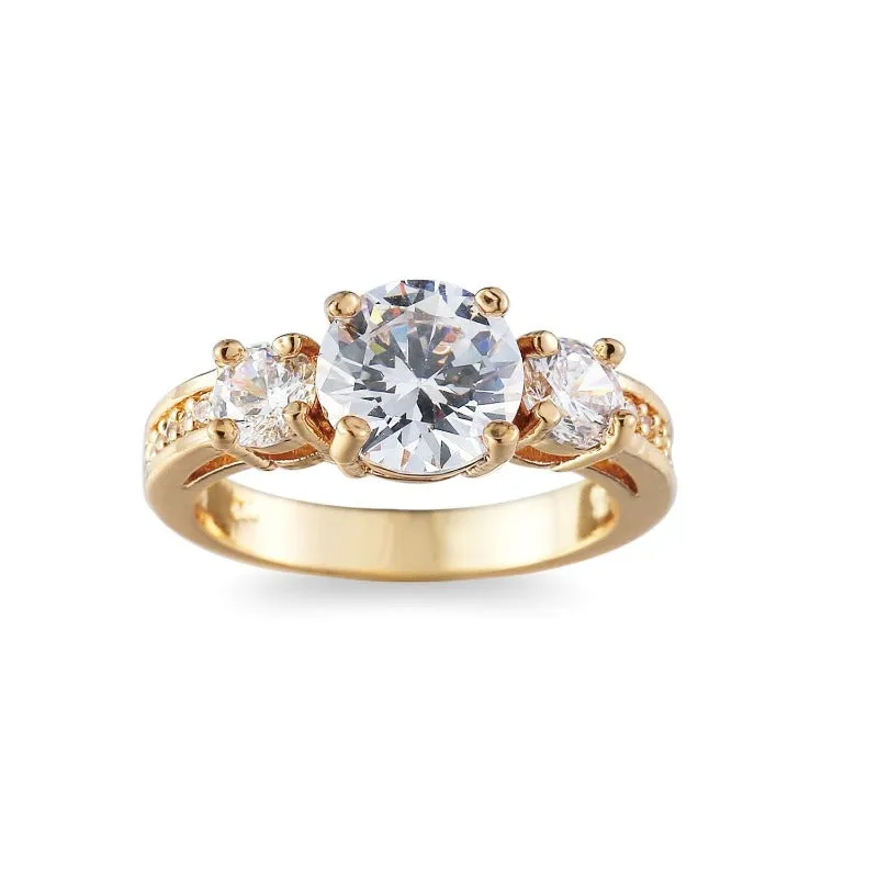 3 Stones Sapphire Ring 18K Gold For Women Party jewelry