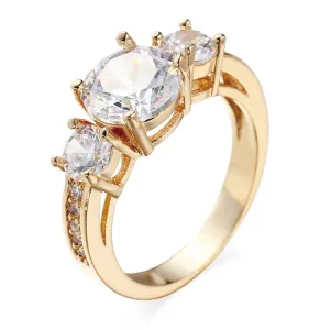 3 Stones Sapphire Ring 18K Gold For Women Party jewelry