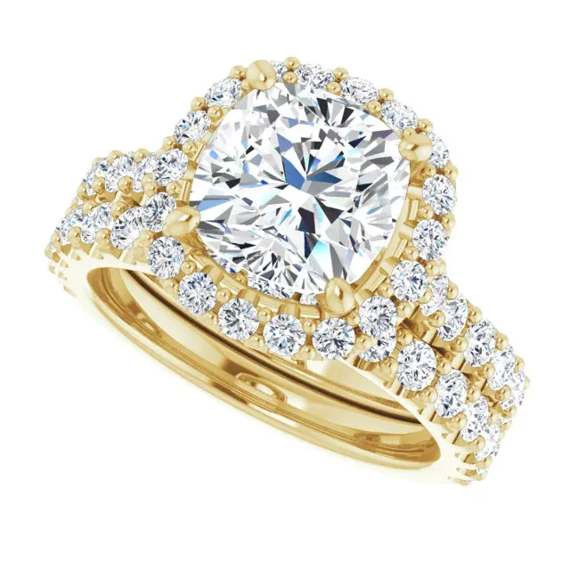 3.0ct Cushion Cut Lab Diamond Rope Band Engagement Ring Set (Setting Only)