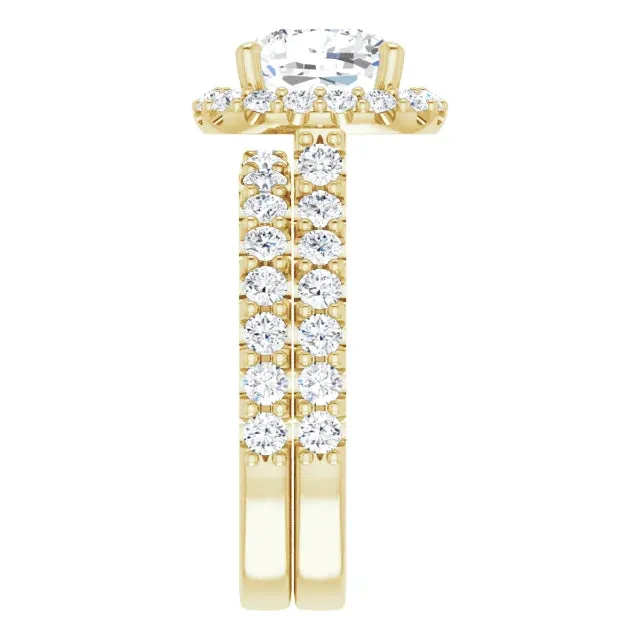 3.0ct Cushion Cut Lab Diamond Rope Band Engagement Ring Set (Setting Only)