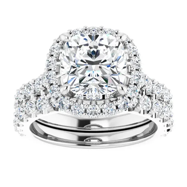 3.0ct Cushion Cut Lab Diamond Rope Band Engagement Ring Set (Setting Only)