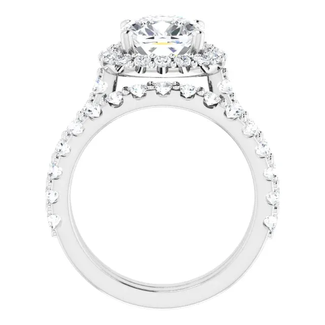 3.0ct Cushion Cut Lab Diamond Rope Band Engagement Ring Set (Setting Only)
