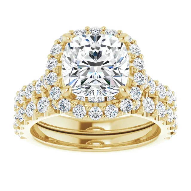 3.0ct Cushion Cut Lab Diamond Rope Band Engagement Ring Set (Setting Only)