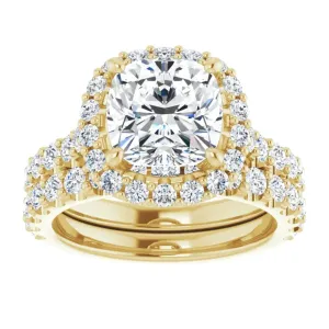 3.0ct Cushion Cut Lab Diamond Rope Band Engagement Ring Set (Setting Only)