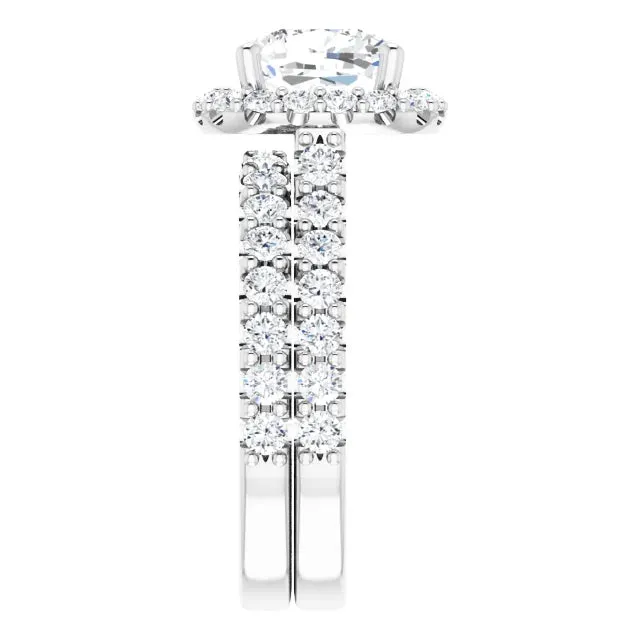 3.0ct Cushion Cut Lab Diamond Rope Band Engagement Ring Set (Setting Only)