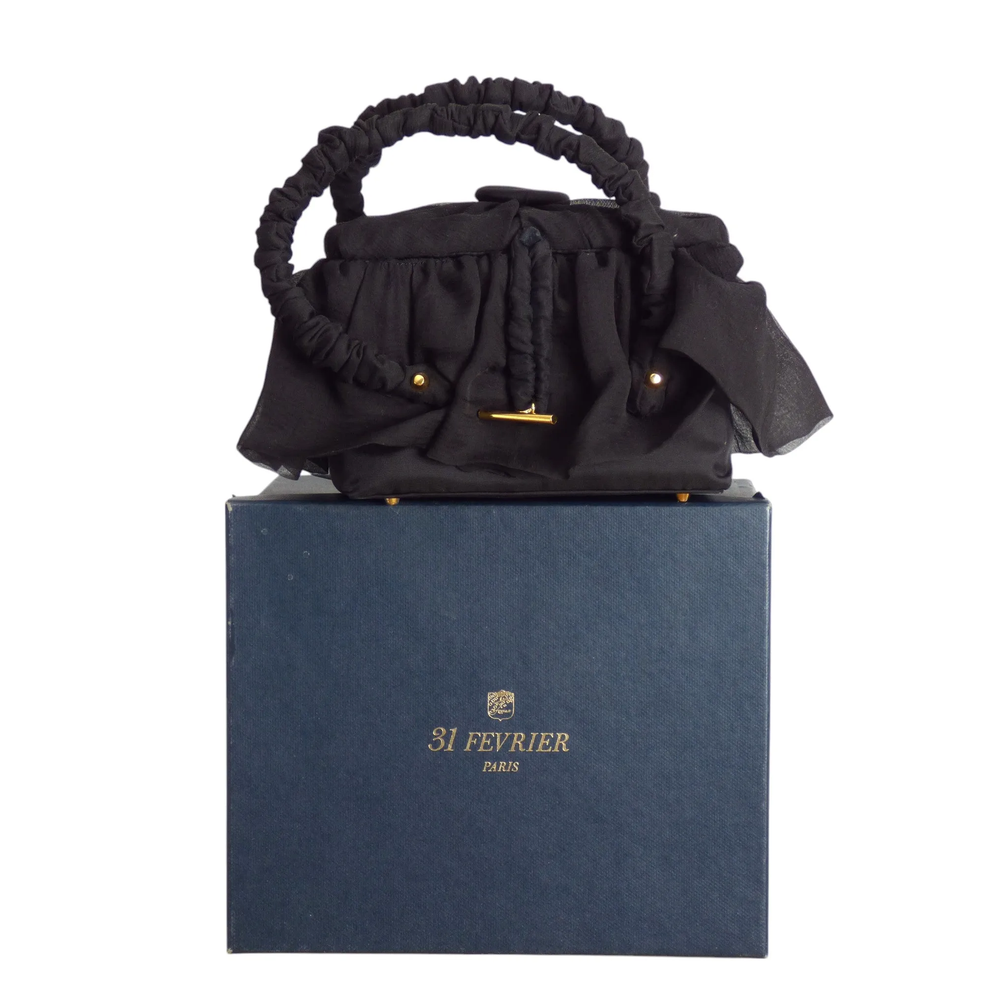 31 FEVRIER- NWT 1990s Black Chiffon Box Purse
