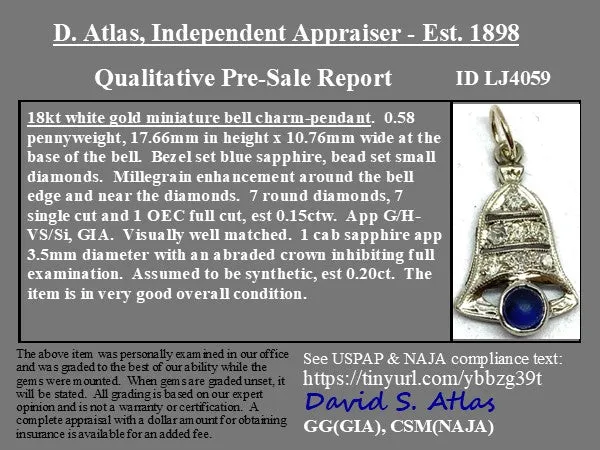 .35ctw Art Deco Diamond Bell Charm