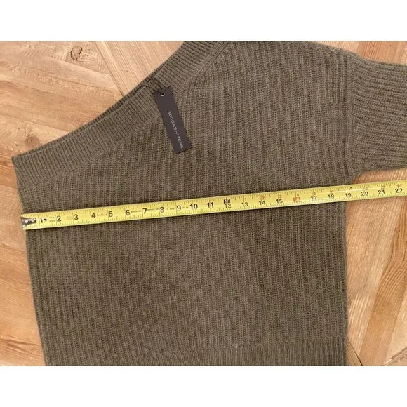 360 CASHMERE Lena One-Shoulder‎ 100% Cashmere Sweater in Olive Size Small NWT