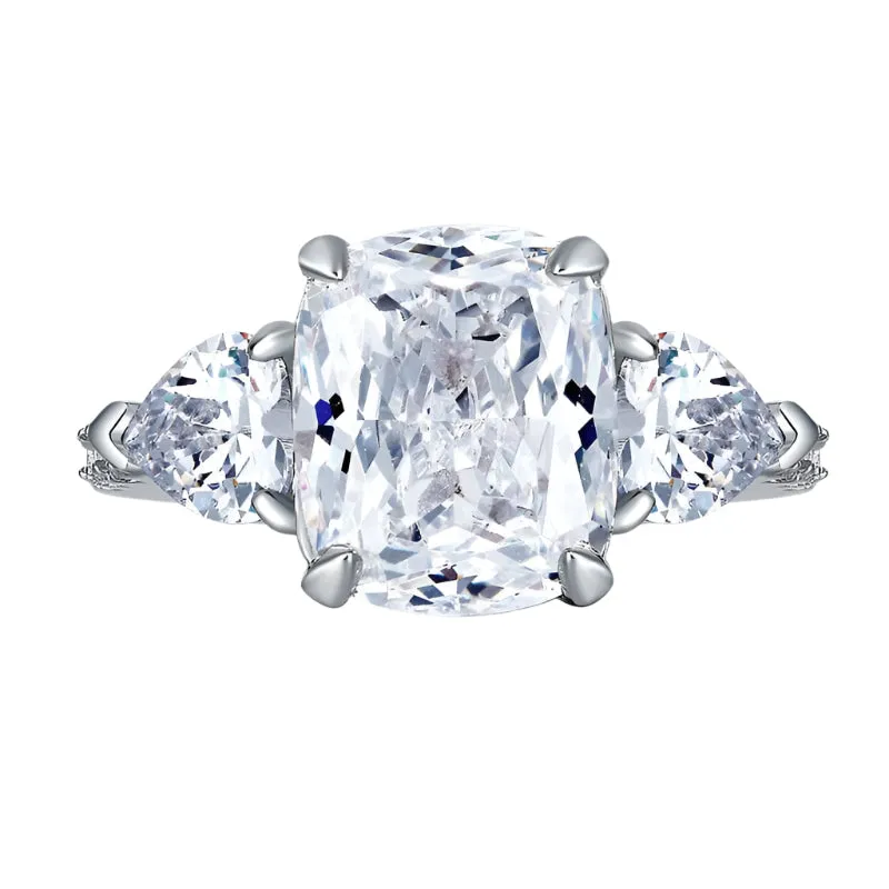 5.0 Ct Cushion Cut Diamond Three-Stone Luxury Ring