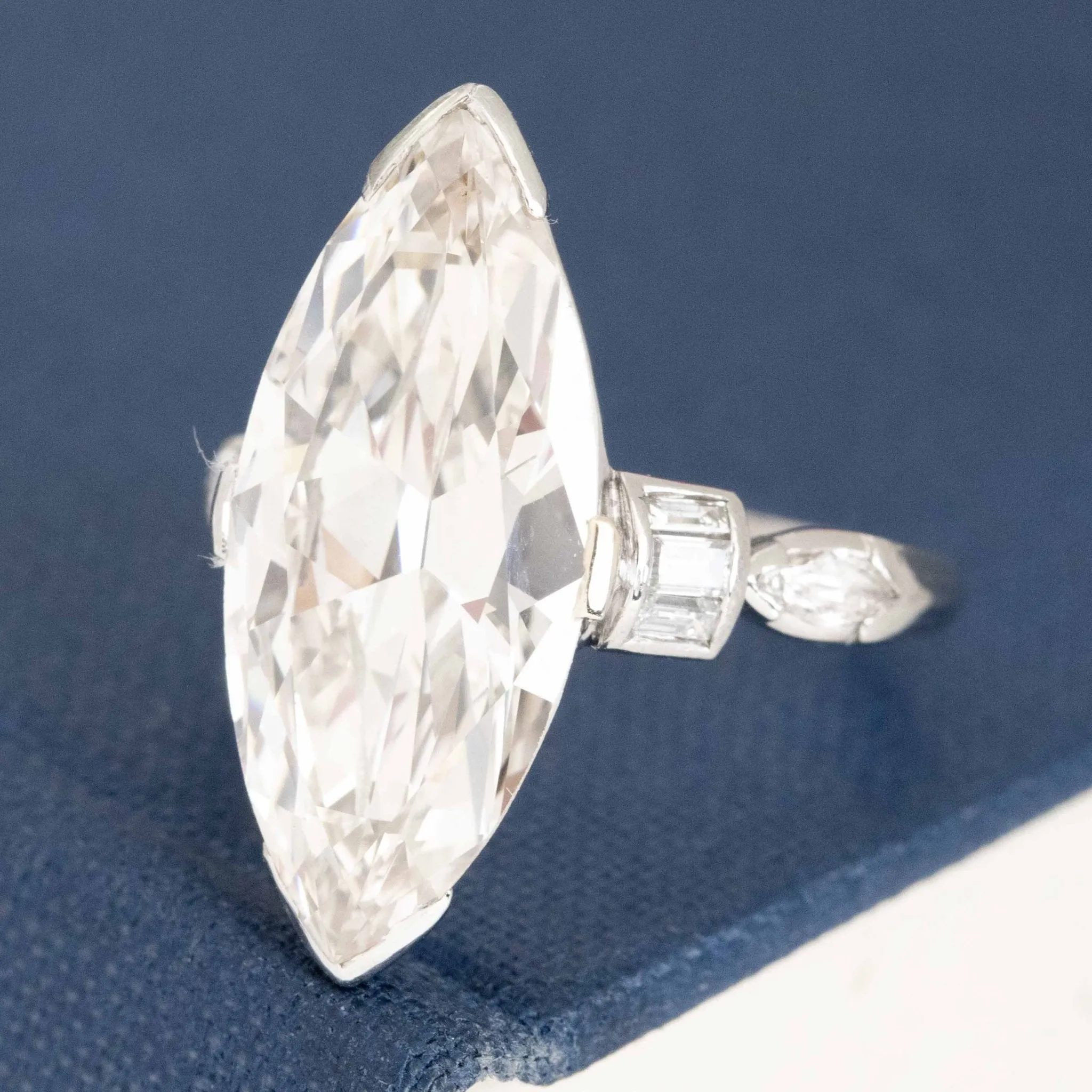 5.50ct Marquise Cut Diamond Solitaire, GIA M VS1