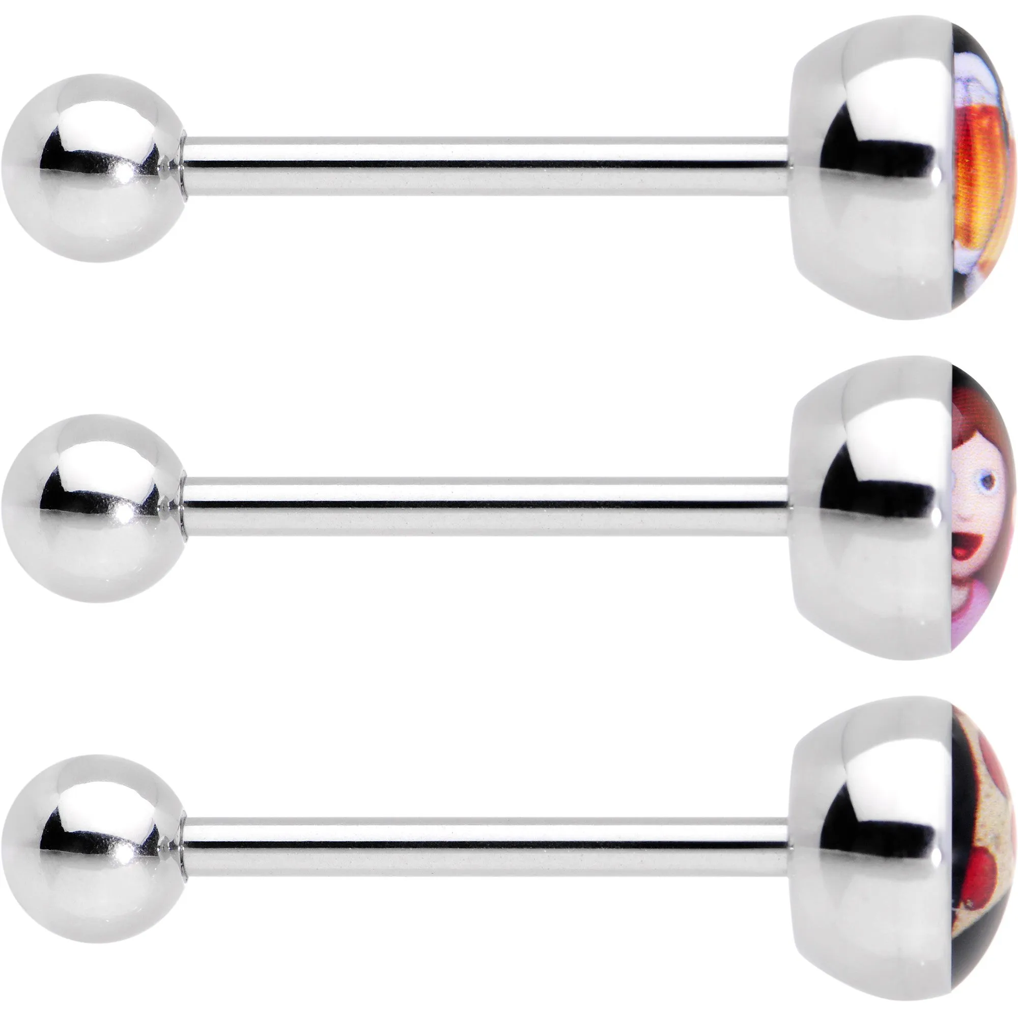 5/8 Licensed Party Pizza Beers Sassy Girl emoji Tongue Ring Set of 3