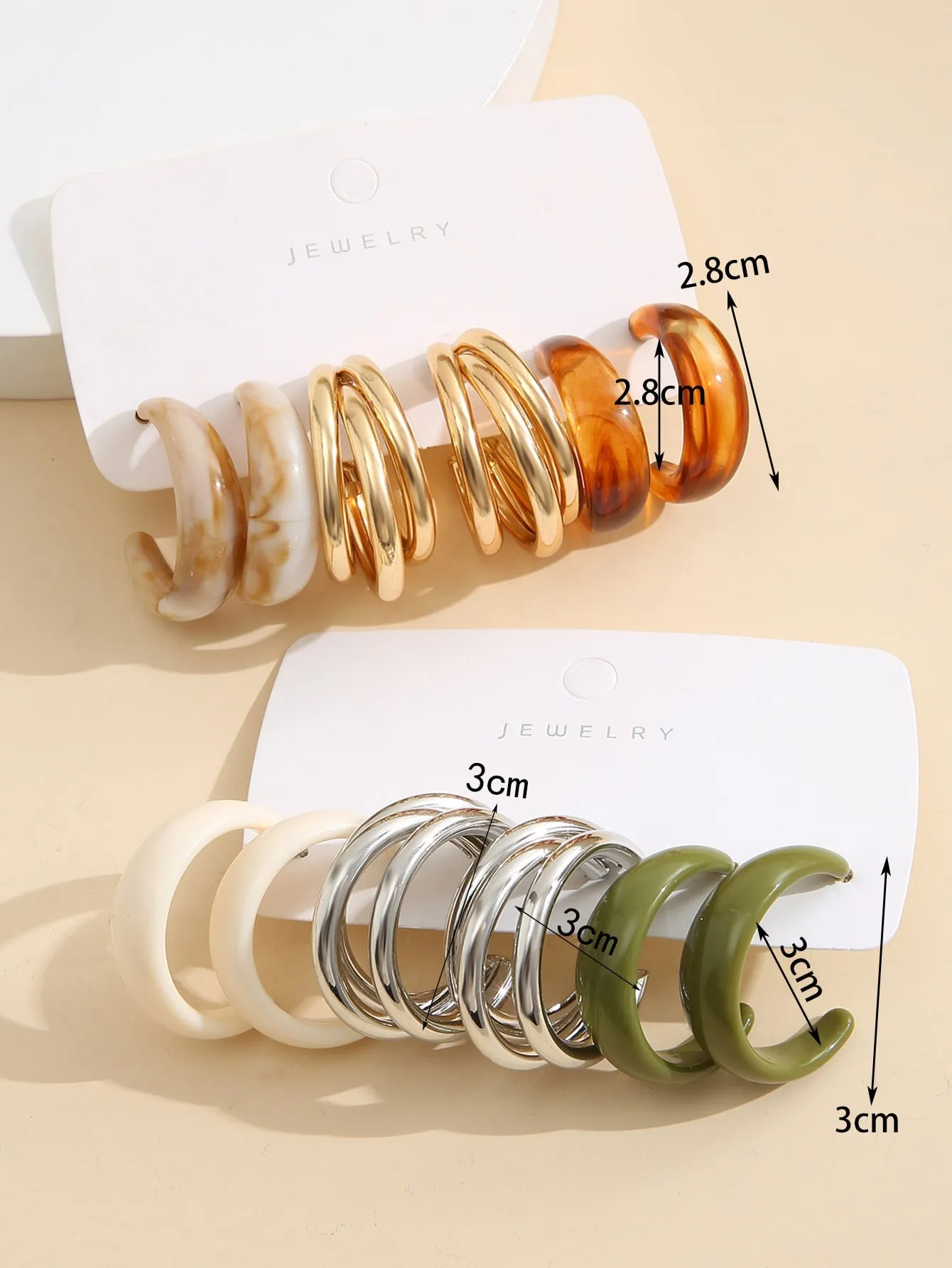 6pairs Minimalist Cuff Hoop Earrings - Multicolor