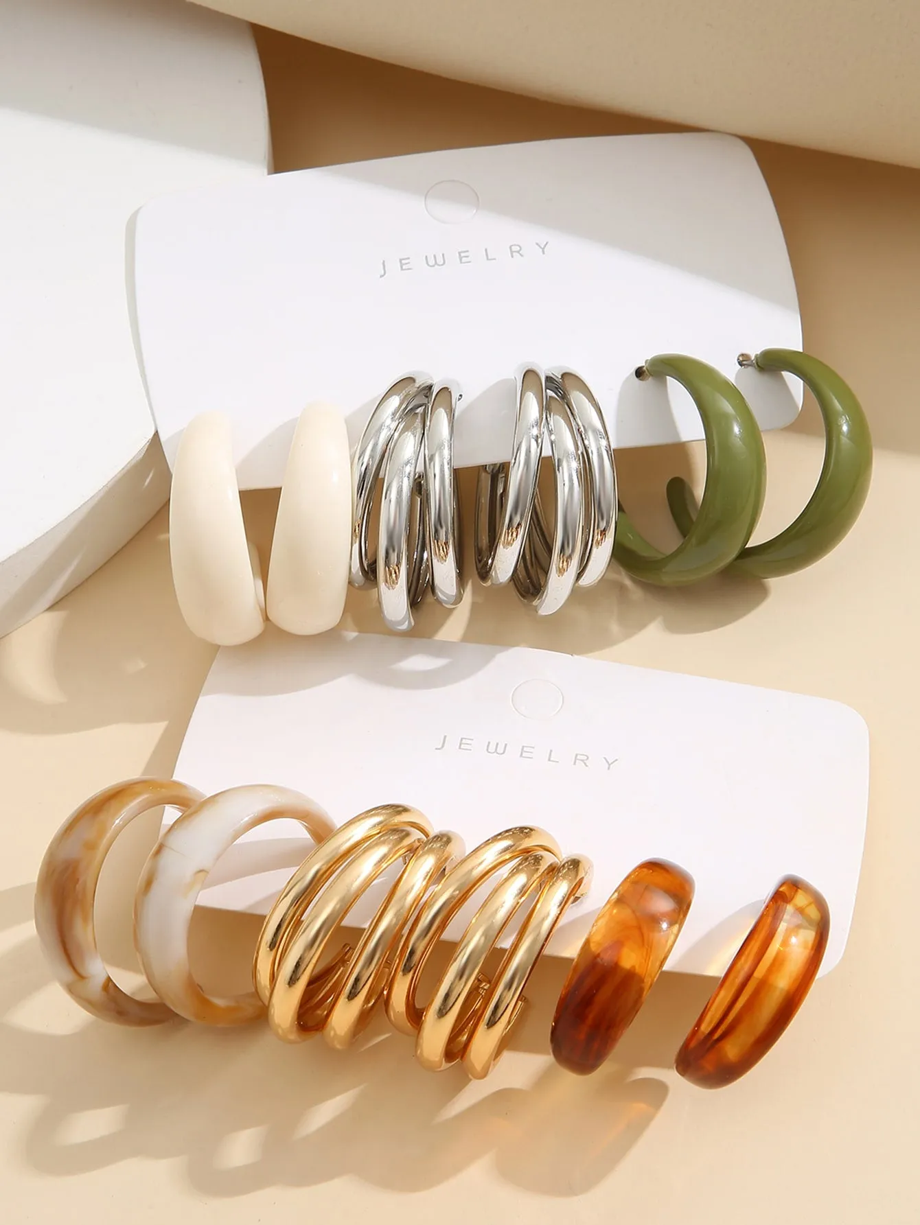 6pairs Minimalist Cuff Hoop Earrings - Multicolor