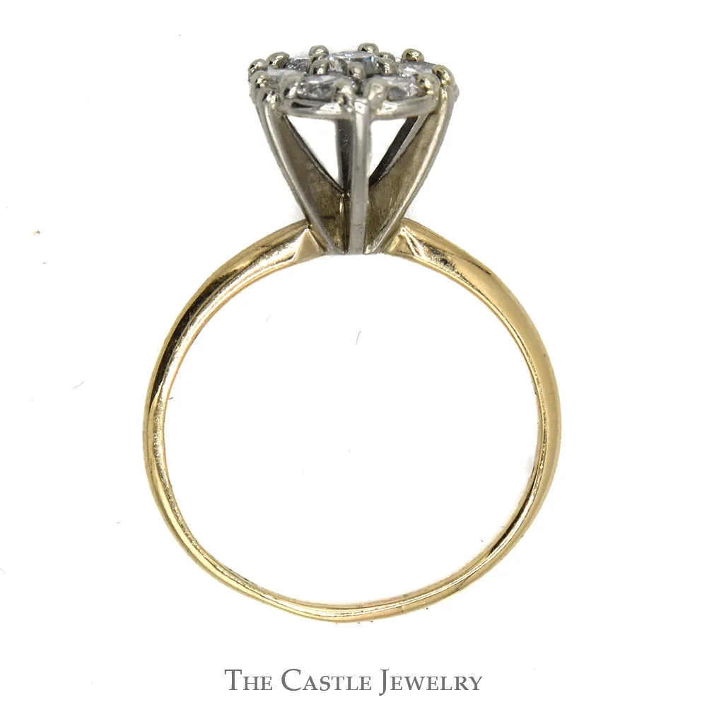 7 Round Brilliant Cut 1cttw Diamond Cluster Ring in 10k Yellow Gold