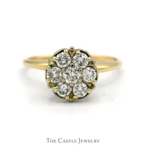 7 Round Brilliant Cut 1cttw Diamond Cluster Ring in 10k Yellow Gold