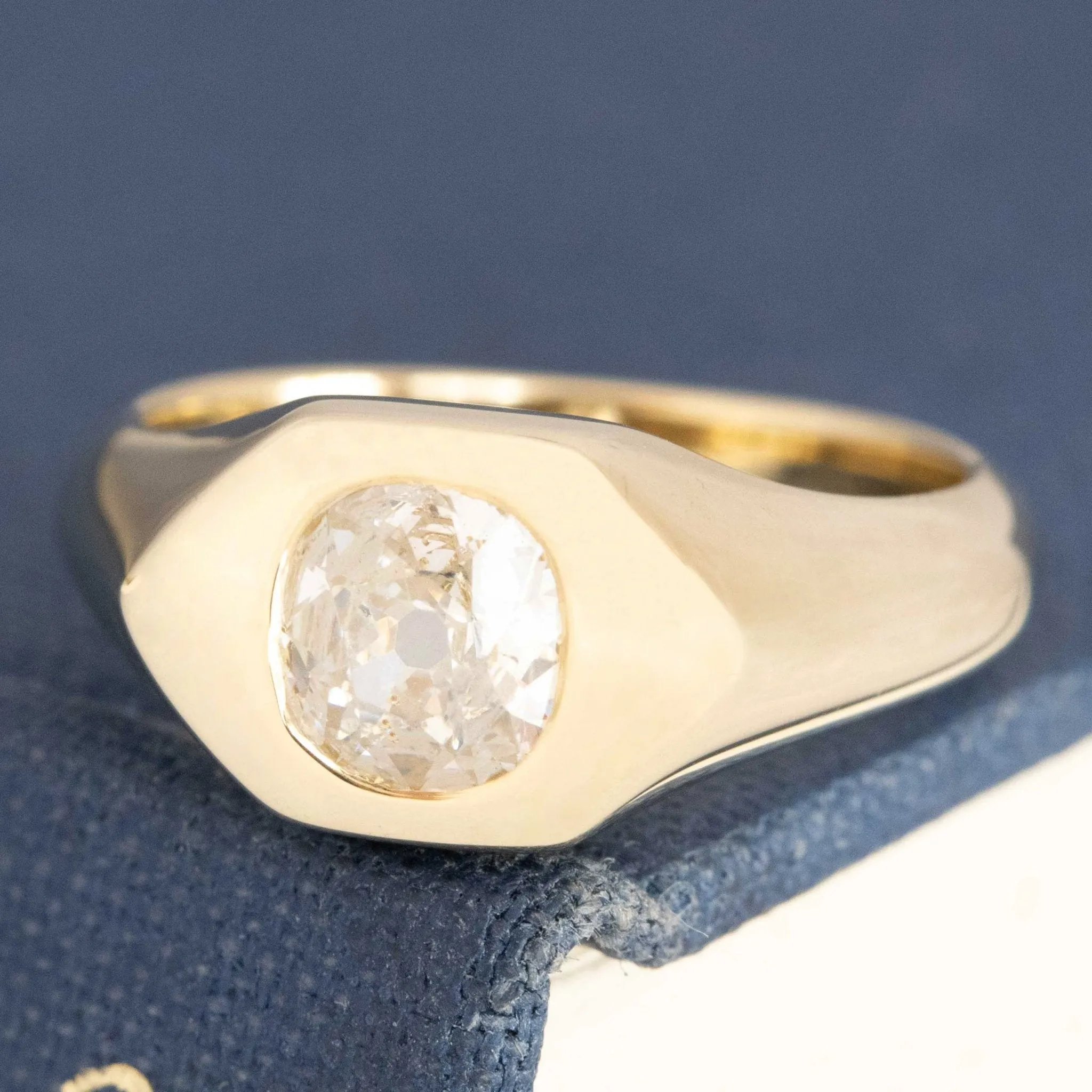 .70ct Old Mine Cut Diamond Signet Ring