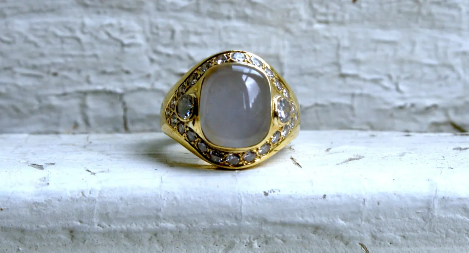 Amazing 18K Yellow Gold Chalcedony and Diamond Engagement Ring - 6.02ct