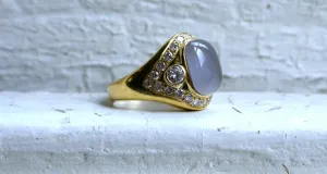Amazing 18K Yellow Gold Chalcedony and Diamond Engagement Ring - 6.02ct