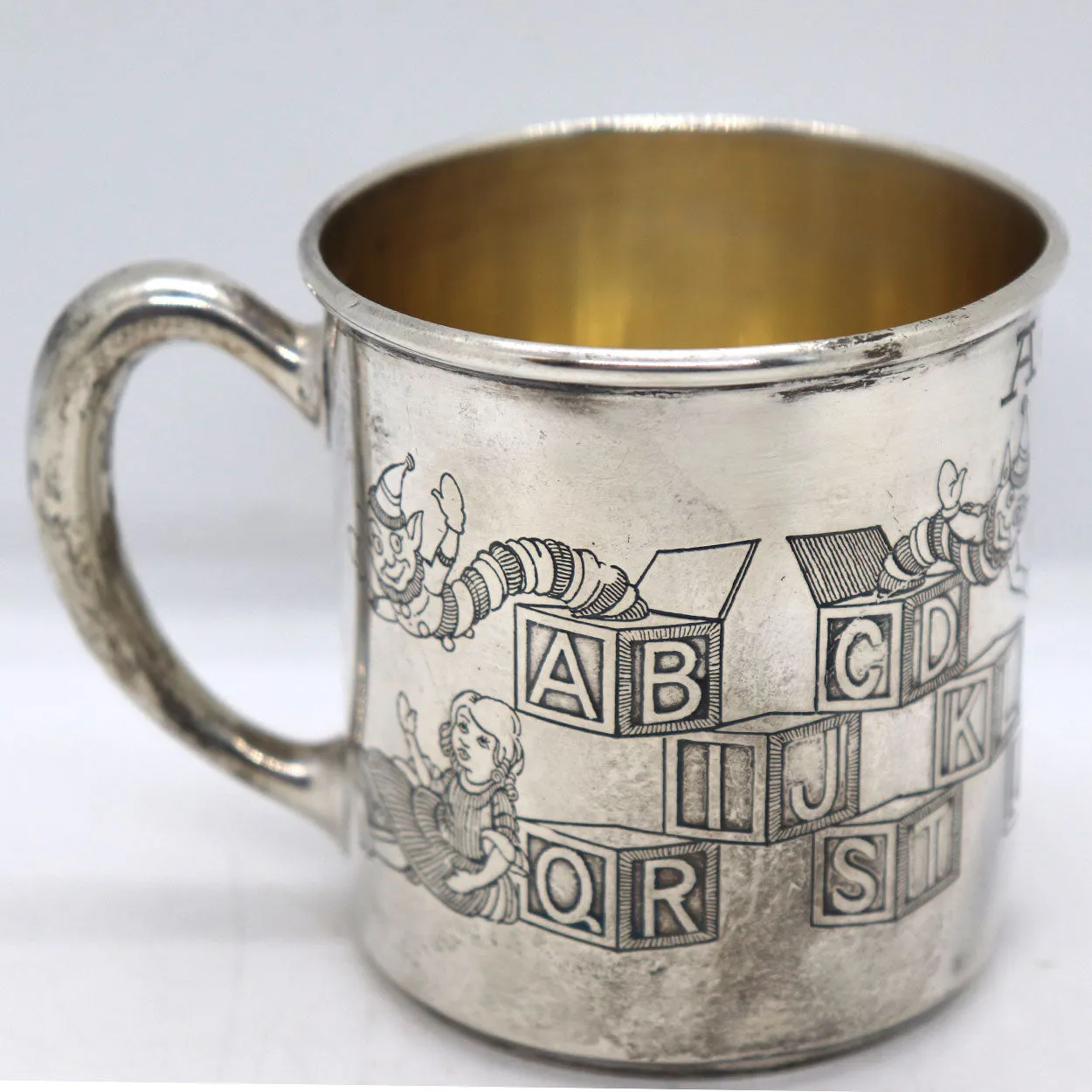 American R. Blackinton & Co. Sterling Silver Engraved Child's Alphabet Mug