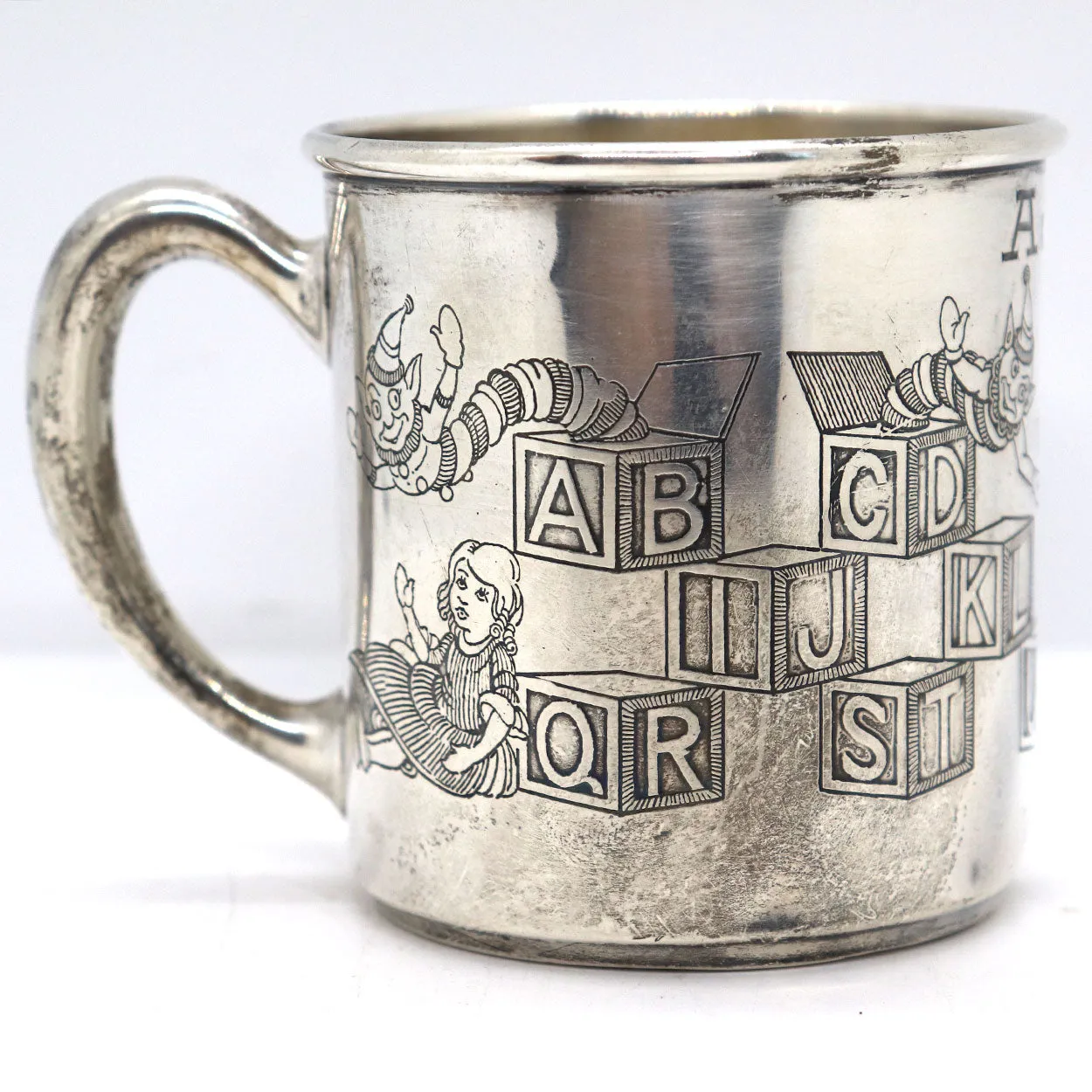 American R. Blackinton & Co. Sterling Silver Engraved Child's Alphabet Mug